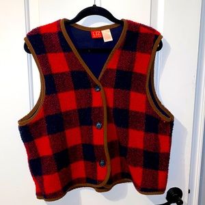 Vintage Buffalo Plaid Sherpa Vest